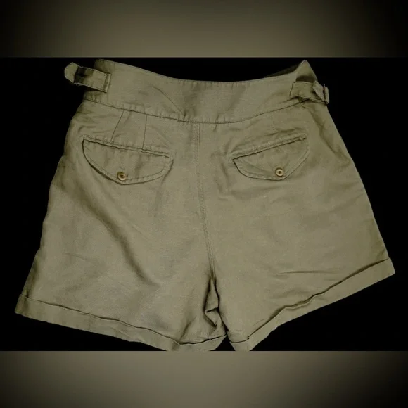 Banana Republic Khaki Linen Blend Pleated Belted Shorts – Size 14 - Picture 7 of 13
